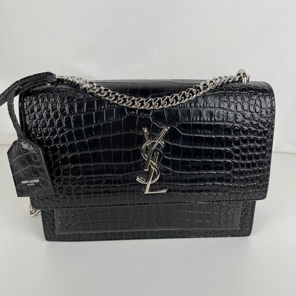 Saint Laurent Handbags - New Saint Laurent Sunset Medium Crocodile Embossed Bag